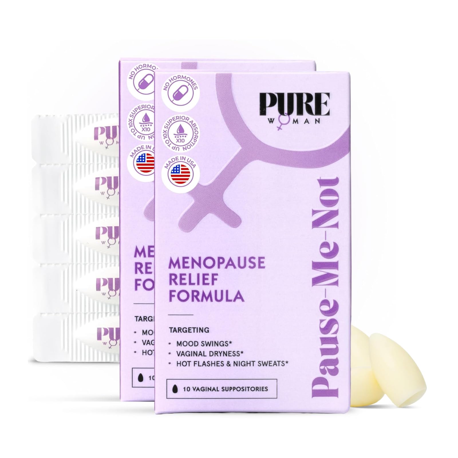Pure Woman - Pause-Me-Not Suppositories - Menopausal Symptom Relief - Natural Ingredients - Relieves Hot Flashes & Vaginal Dryness - Promotes Stable Mood - Enhanced Vaginal Relief - 10 Pk — Amazon image 10