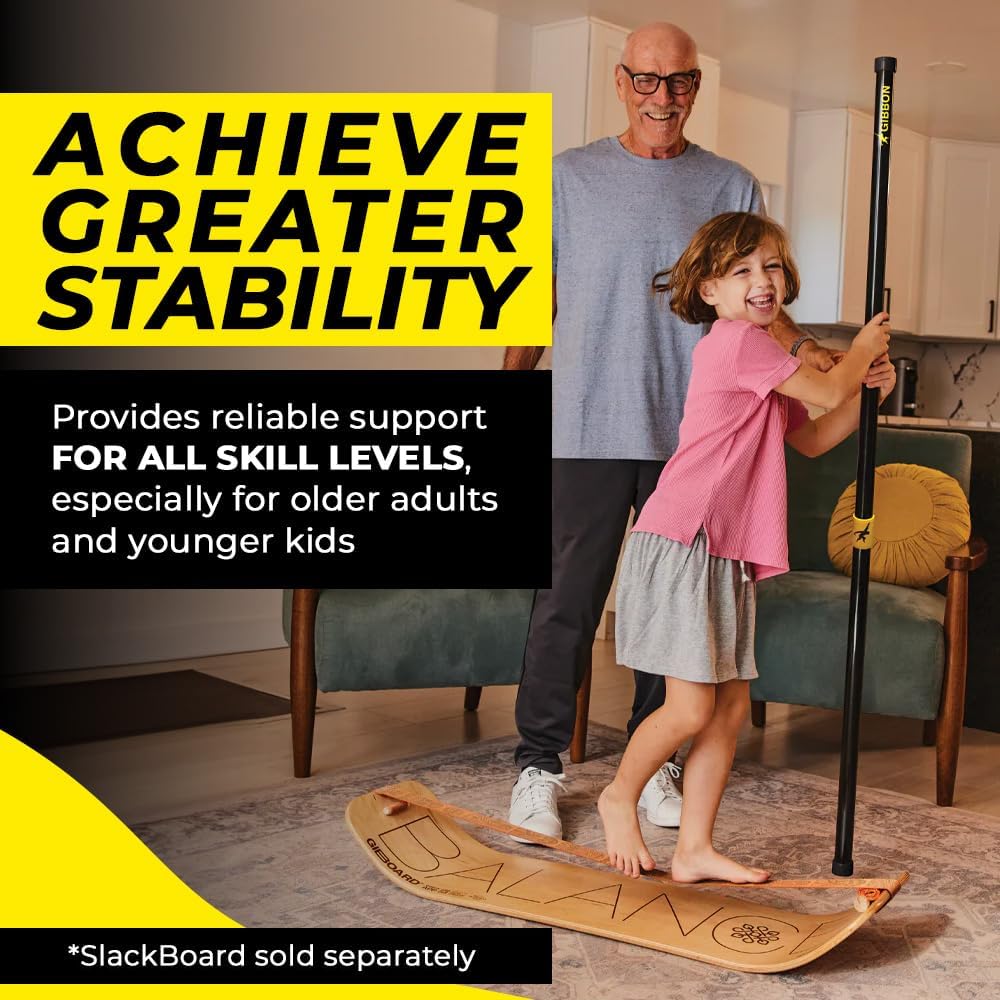 GIBBON SlackBoard Accessories, 3 Options: Slack Board Stand Display Rack, Standing Pole 60” to Assist Balance Training, or 52 Exercise Cards Deck for Fitness Workouts with SlackBoard GiBoard