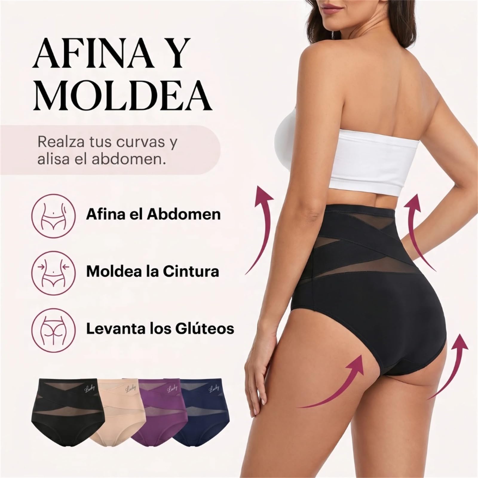 Mi-Calma Faja Cintura Alta Mujer Invisible Sin Costuras | Moldea la silueta con ajuste cómodo, tejido transpirable para uso diario bajo ropa ajustada
