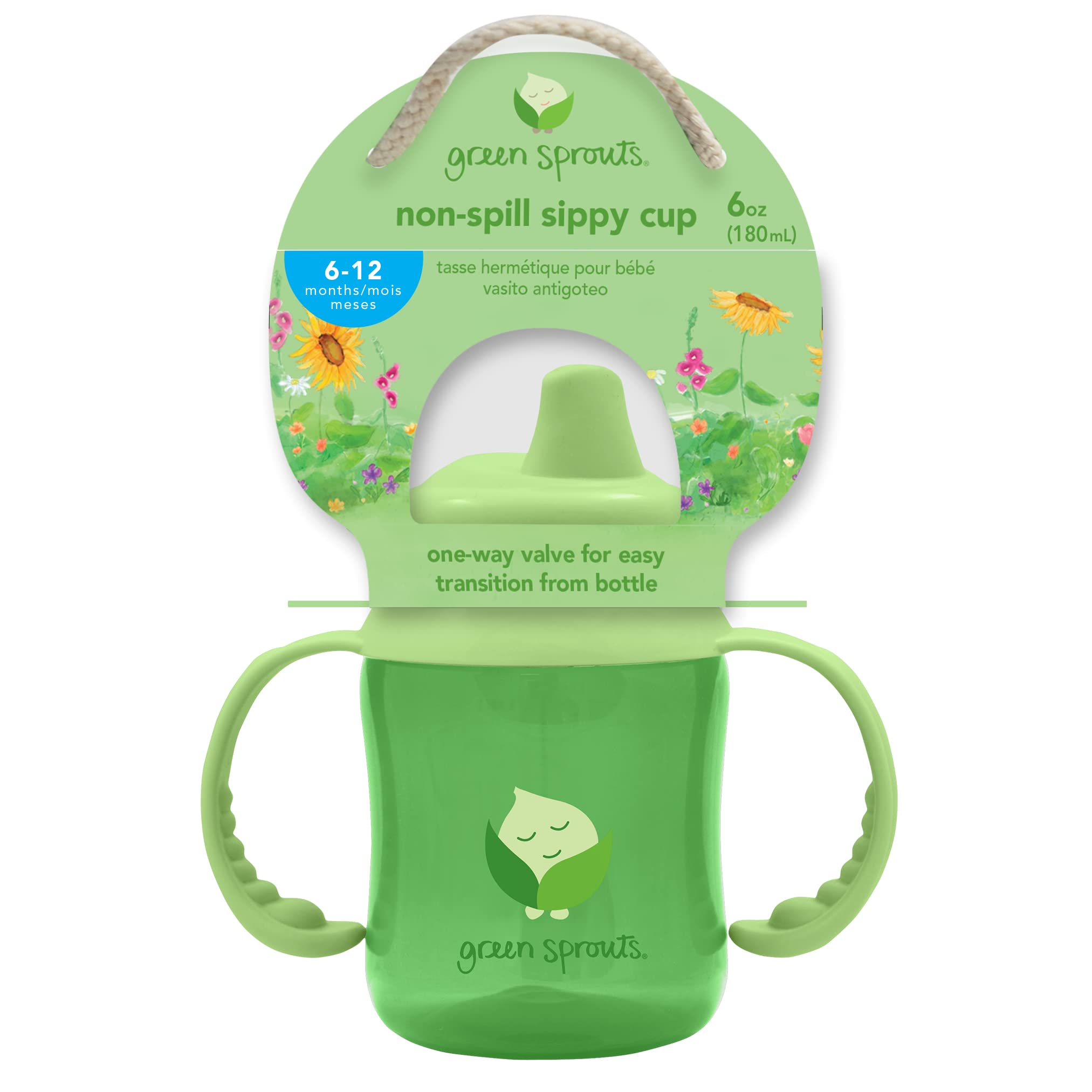 Non-spill Sippy Cup | One-way valve for easy transition from bottle | Prevents leaks & encourages sucking, Firm spout made from safer plastic, Dishwasher safe