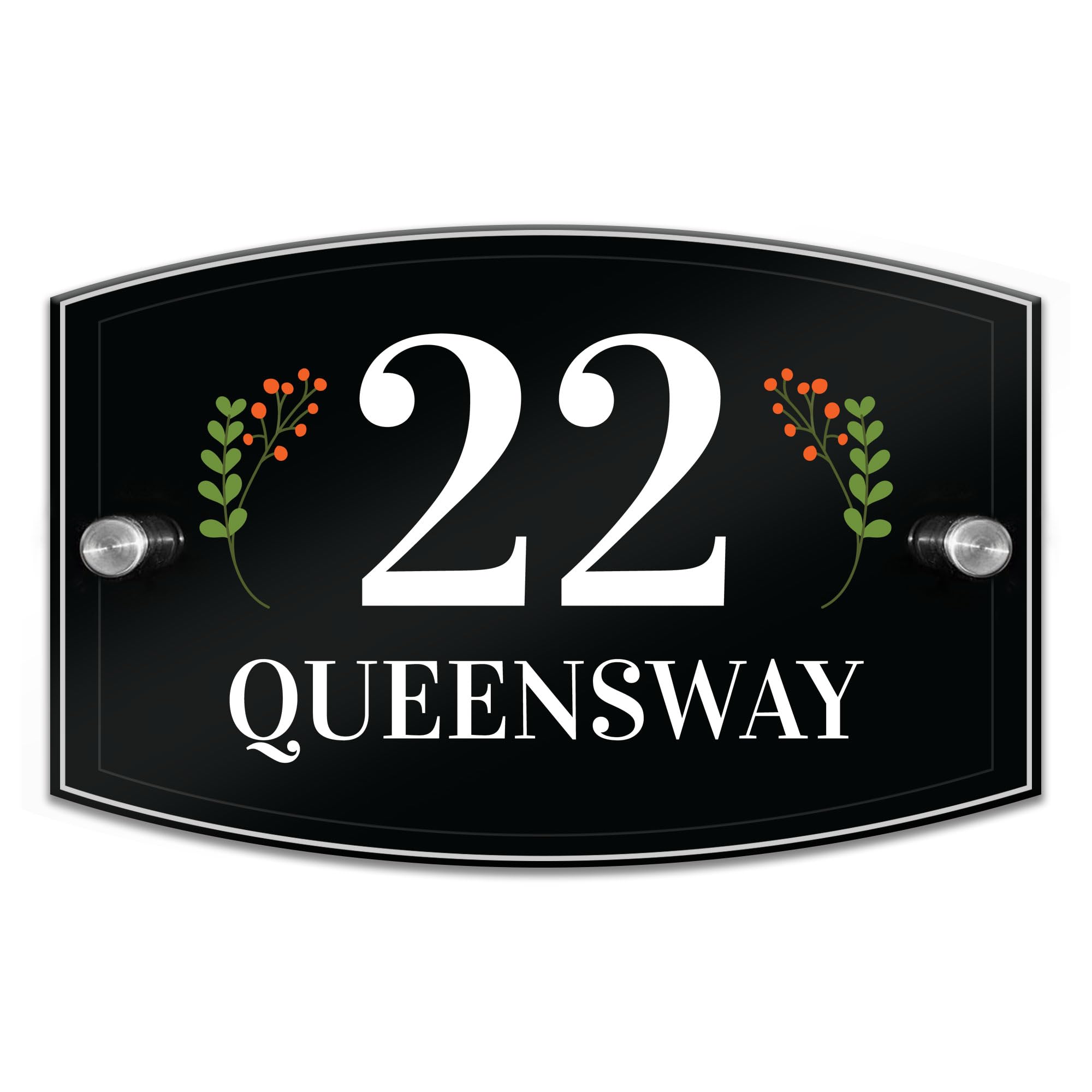 Red Ocean Contemporary Personalised House Sign, Door Sign Numbers, Acrylic & Aluminium Door Sign, Modern Property Number Address Street Door Plaques