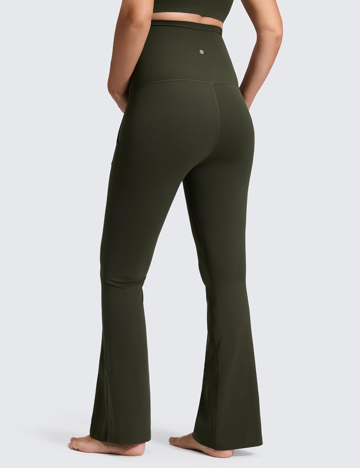 CRZ YOGA Women Butterluxe Maternity Flare Leggings with Pockets 31 – Workout Active Yoga Pregnancy Pants Over The Belly Soft