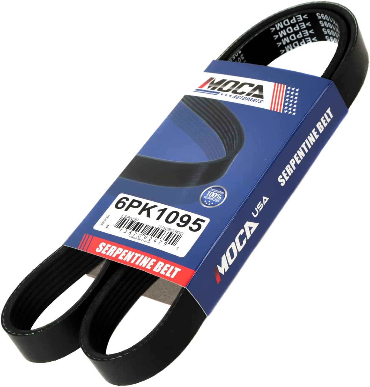 6PK1095 EPDM Serpentine Belt fit 2003 for Infiniti I35 Base Sedan 3.5L, 2002-2003 for Nissan Maxima Gle Sedan 3.5L, Gxe Sedan 3.5L, Maxima Se Sedan 3.5L