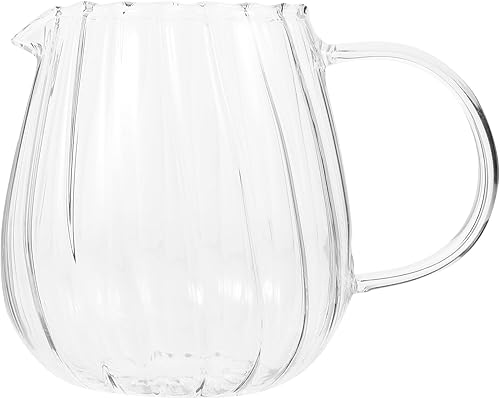 Luxshiny Crema de leche de vidrio, jarra de vidrio pequeña, jarra de vidrio ondulado, jarra de crema para salsa pequeña para cocina y hogar