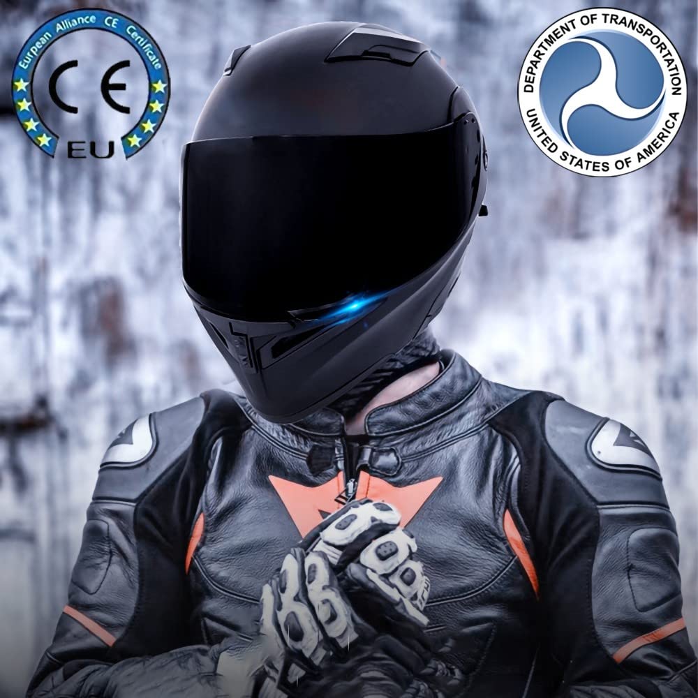 Casco Bluetooth para Moto Casco Modular Abatible con Doble Visera, Auriculares con Aprobación ECE para Respuesta Automática, Casco Integral para Adultos Hombres Mujeres, S-XXL
