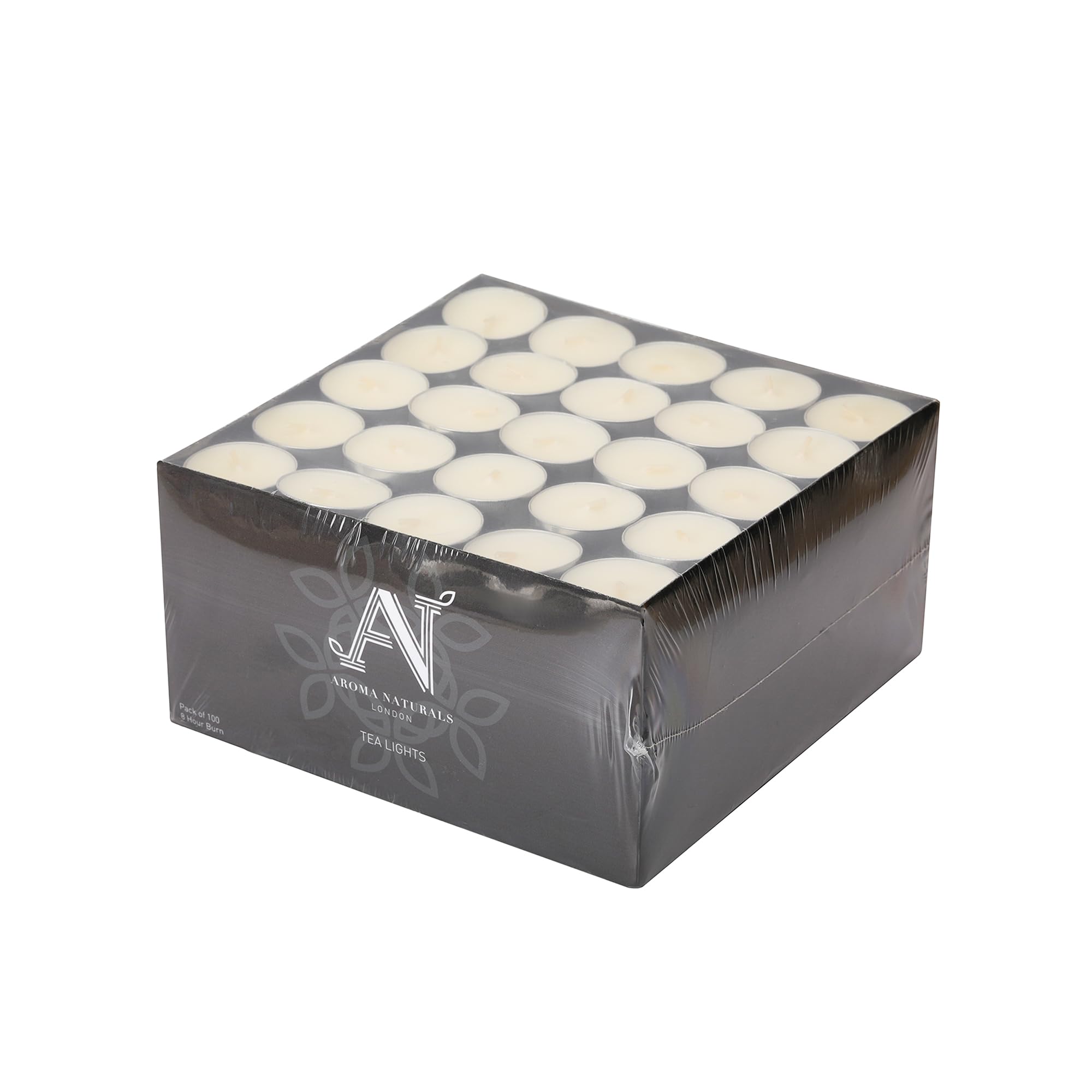 Aroma Naturals London Unscented Tealights 8 Hours Candles Pack of 100, White; Aluminium, D3.72 x H2.5cm - Image 2