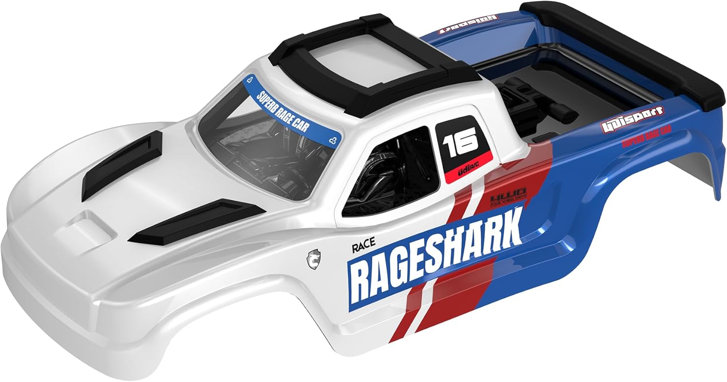 UDIRC UD1611 RC Car Body Shell, White & Blue Color 1:16 Scale Compatible with UD1611, Part Number P16-040A