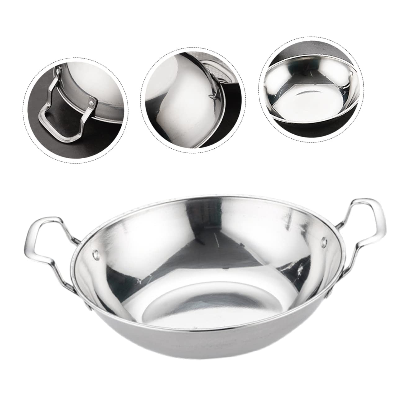 Plancha redonda de uso diario Sartén de cocina Sartén de cocina Utensilios de cocina para restaurante Utensilios de cocina de acero inoxidable Olla de cocina Olla de cocina de doble asa Sartén de 5