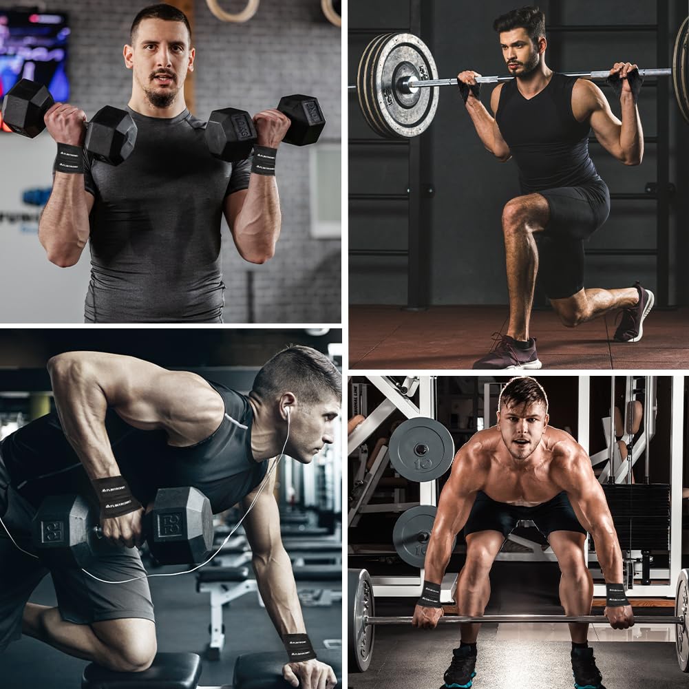 Flintronic Paski do podnoszenia ciężarów, rysunek 8, pasek treningowy na siłownię z wyściełanym podparciem nadgarstka, antypoślizgowy pasek do fitnessu, kulturystyki, podwójna pętla, do treningu