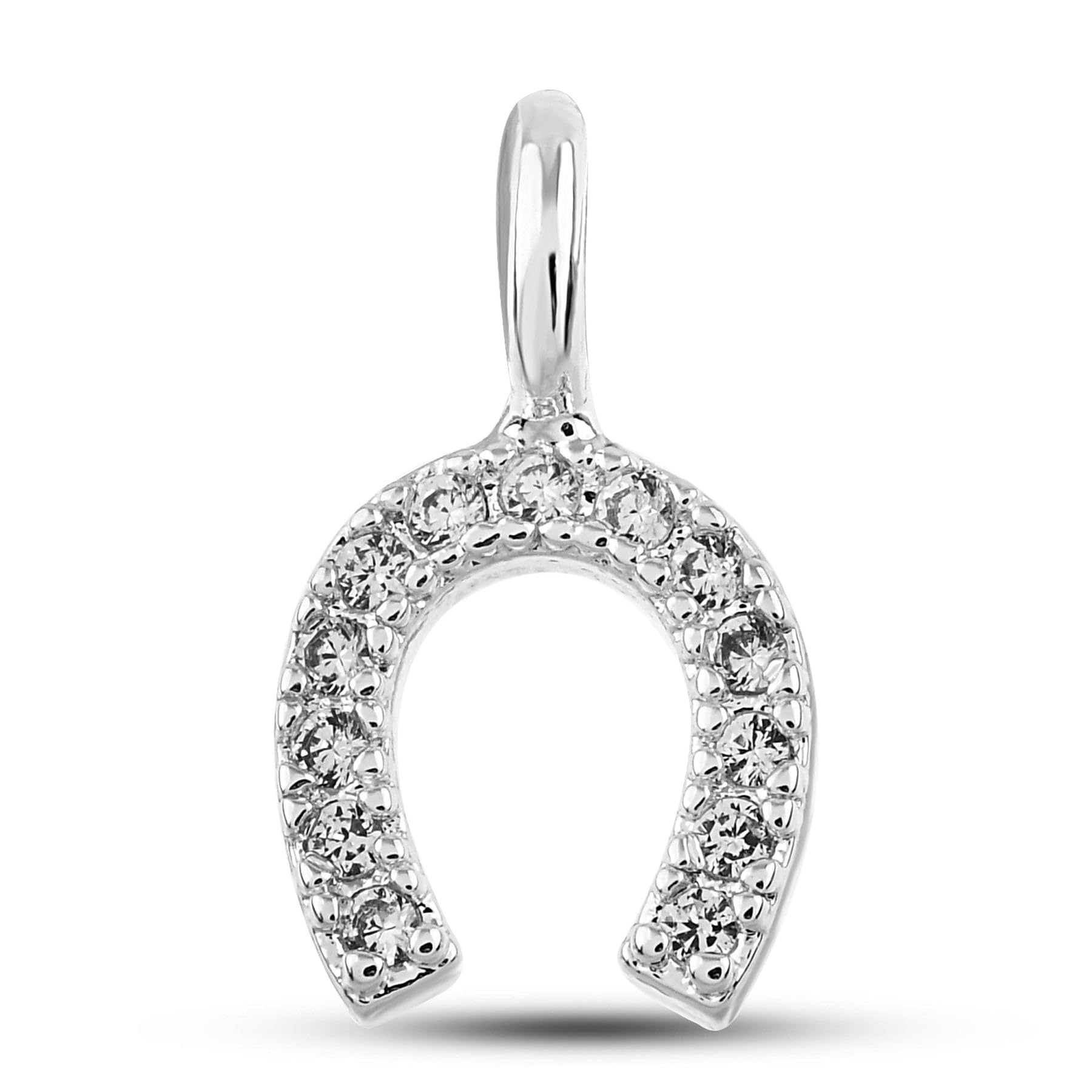 CZ Horseshoe Charm - Good Luck Charm with Cubic Zirconia Crystals - Dainty Charms for Bracelet, Necklace - DIY Bracelet Supplies