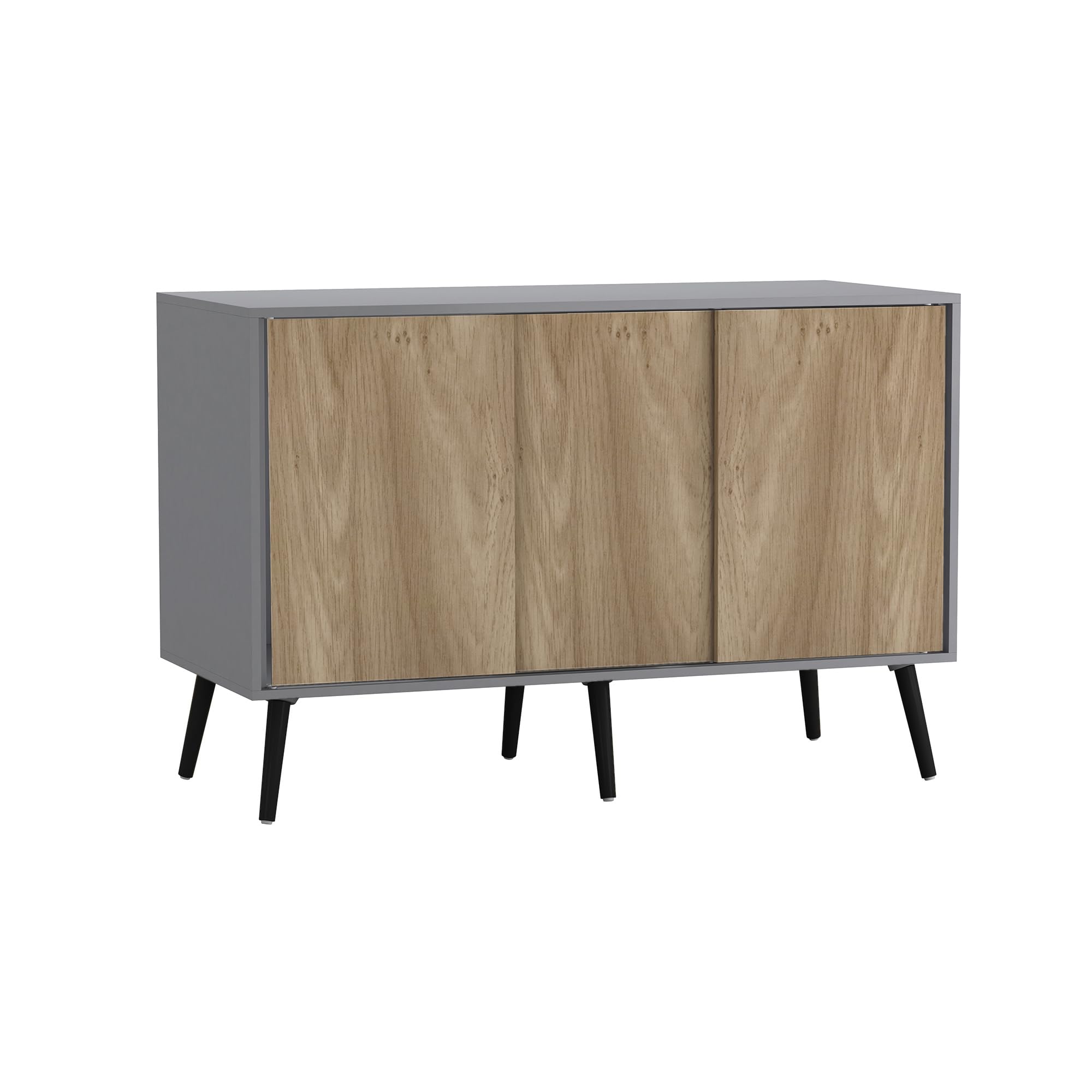 URBNLIVING 3-Door Sliding Sideboard Cabinet with Wooden Legs, Modern Cupboard, Credenza for Living Room, Dining Room or Office, Storage Organizer with Stylish Sliding Doors, Mix & Match Colour Combos