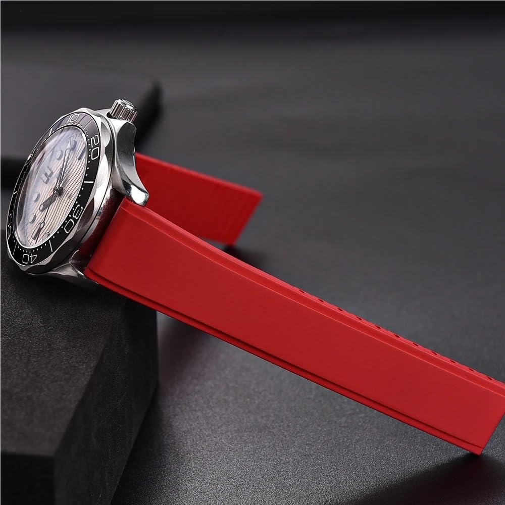 Bracelet de montre à boucle papillon à dégagement rapide en caoutchouc FKM 19-22 mm, découpé à la taille