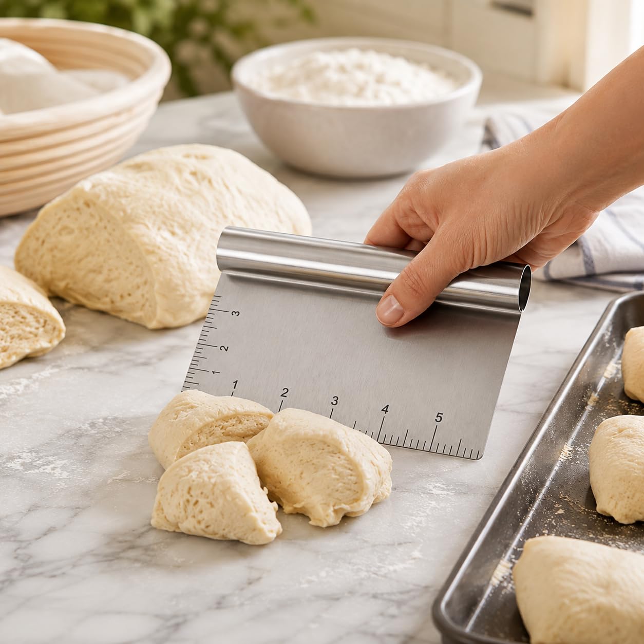 Mrs. Anderson's Baking Raspador de masa para pastelería con medidas, 15 x 4.25 pulgadas, acero inoxidable
