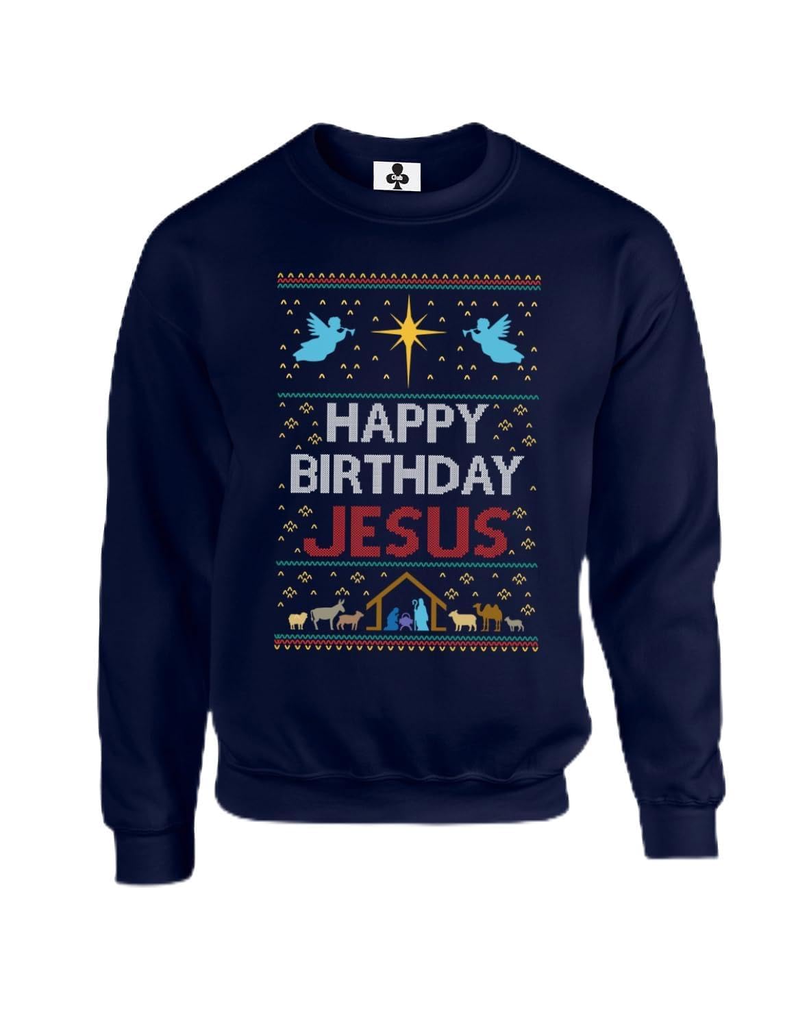 Taylor Brown Unisex Navy Retro Classic Ugly Happy Birthday Jesus Merry Christmas Xmas Rude Silly Fun Novelty Funny Adults Sweatshirt Jumper