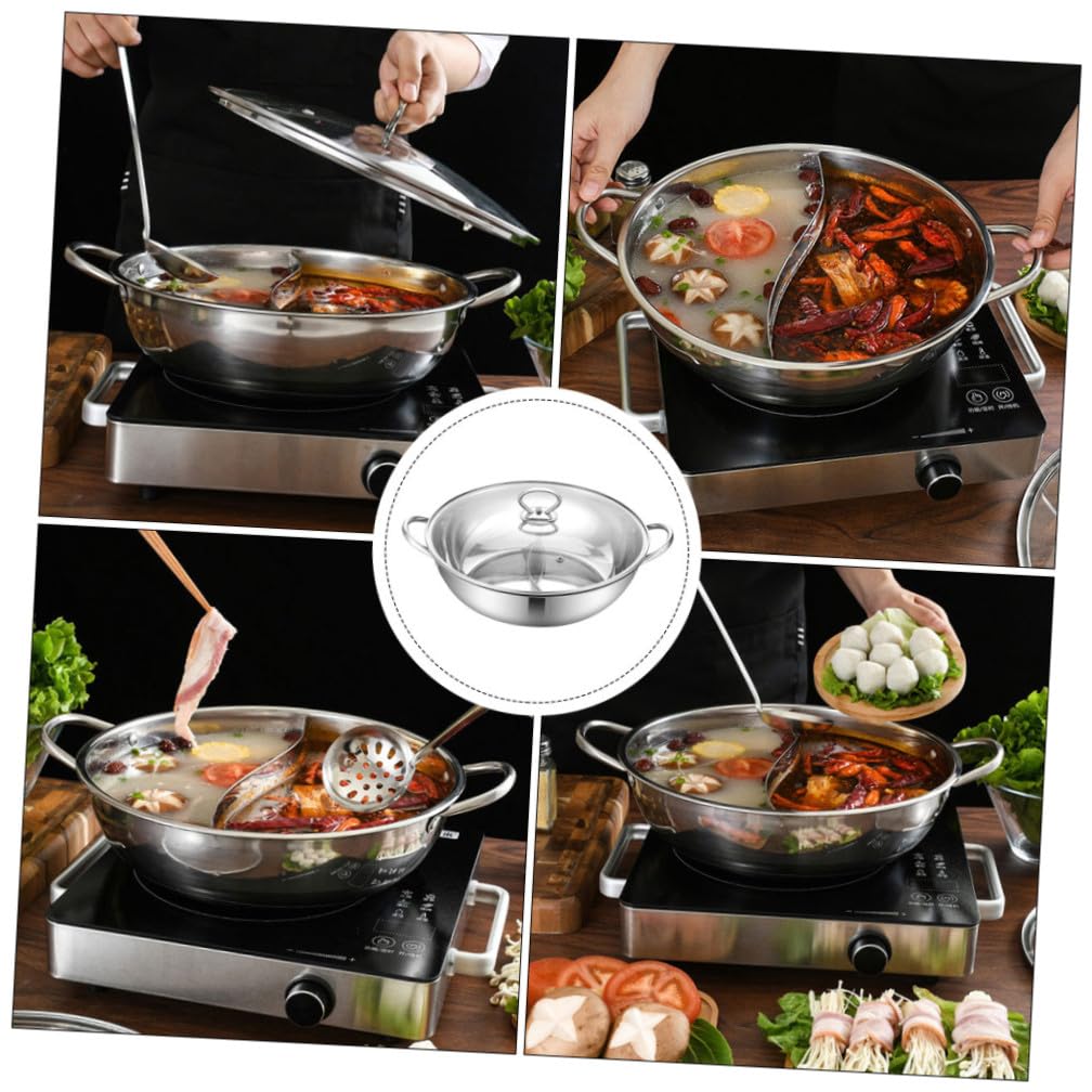 Cabilock Olla de Sopa Caliente Yuanyang de Acero Inoxidable Olla Caliente de Dos Sabores para Cocinar Alimentos Suministros de Cocina