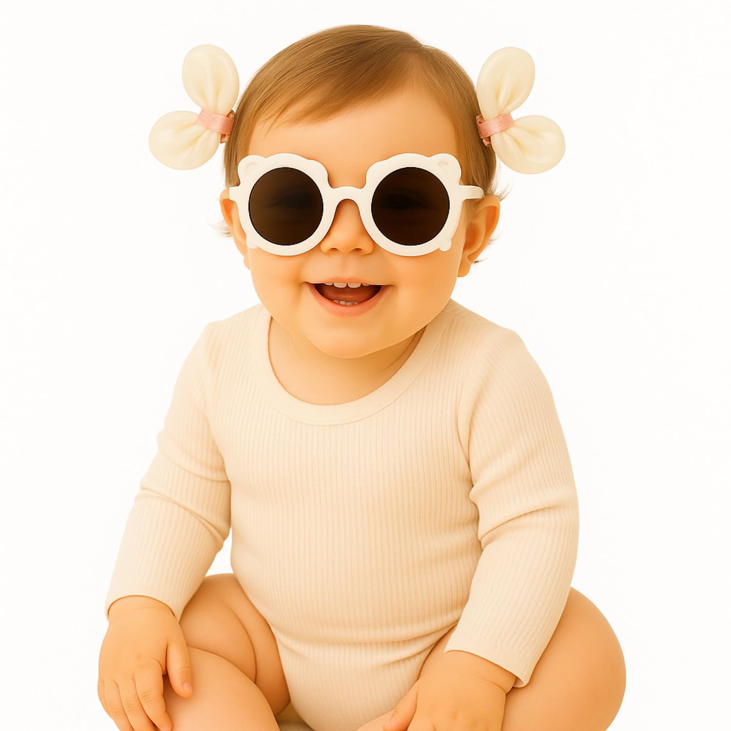 RedChimes Baby Girls 1 Sunglasses and 1 Hair Clip Set Stylish Matching Combo with Protection Goggles and Fancy Hair Accessory for Toddlers and Kids