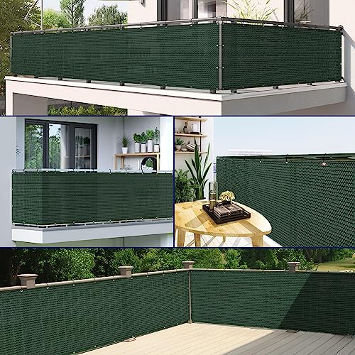 Duerer Balcony Screen Privacy Fence Cover 2.5' x 10' Green Fence Netting Mesh Shade Cloth Fabric UV Protection for Apartment Balcony Railing Porch Outdoor, Backyard, Patio, Included Cable Ties Rope by Duerer - Image 7