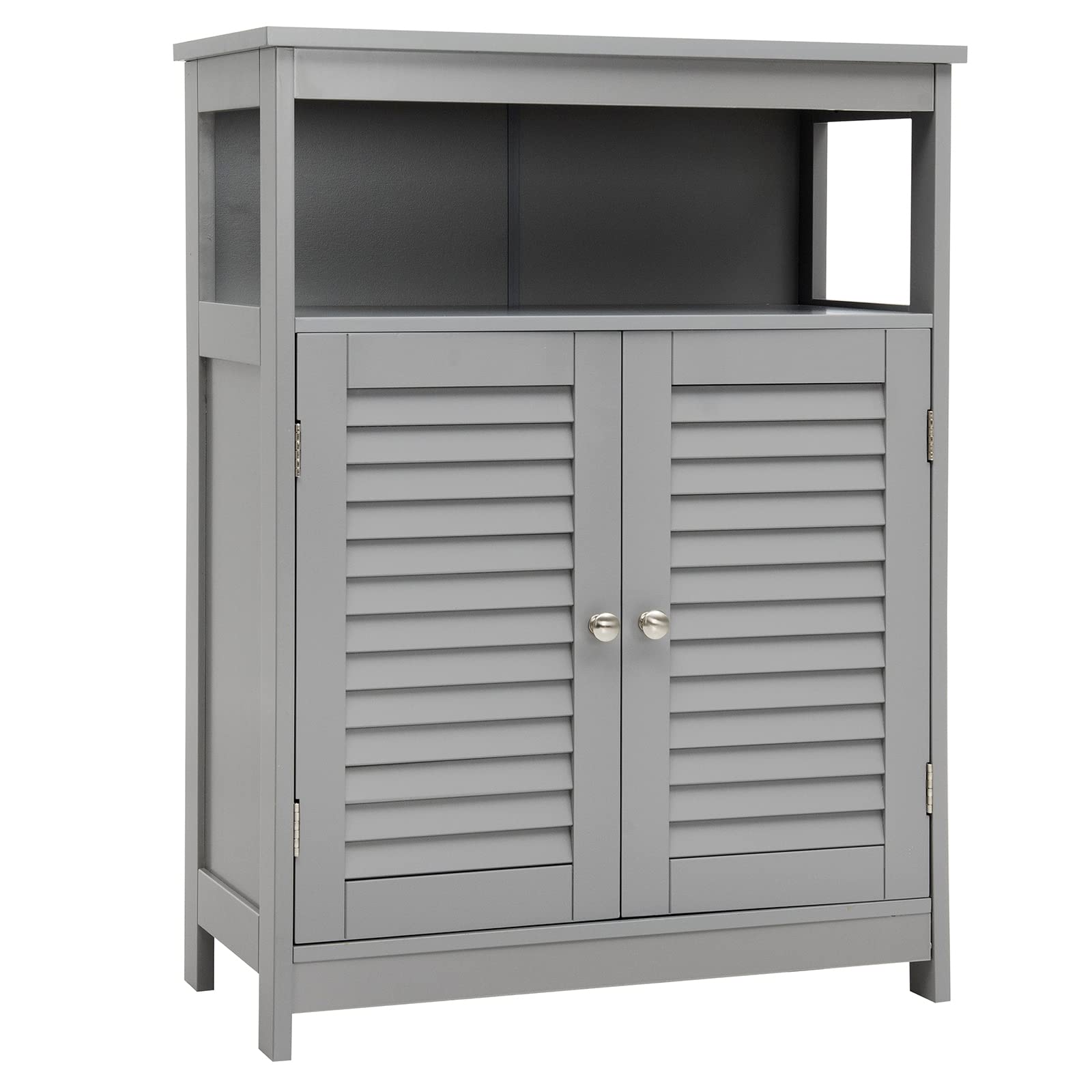 RELAX4LIFE Mobile da Bagno, Armadietto da Terra in Legno con Ripiano Regolabile, Mobiletto Salvaspazio per Cucina Soggiorno Corridoio Ingresso, 60 x 30 x 80 cm (Grigio)