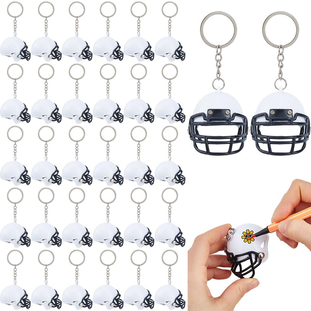 Mini porte-clés casque de football blanc DICOSMETIC pour souvenir de sport x35