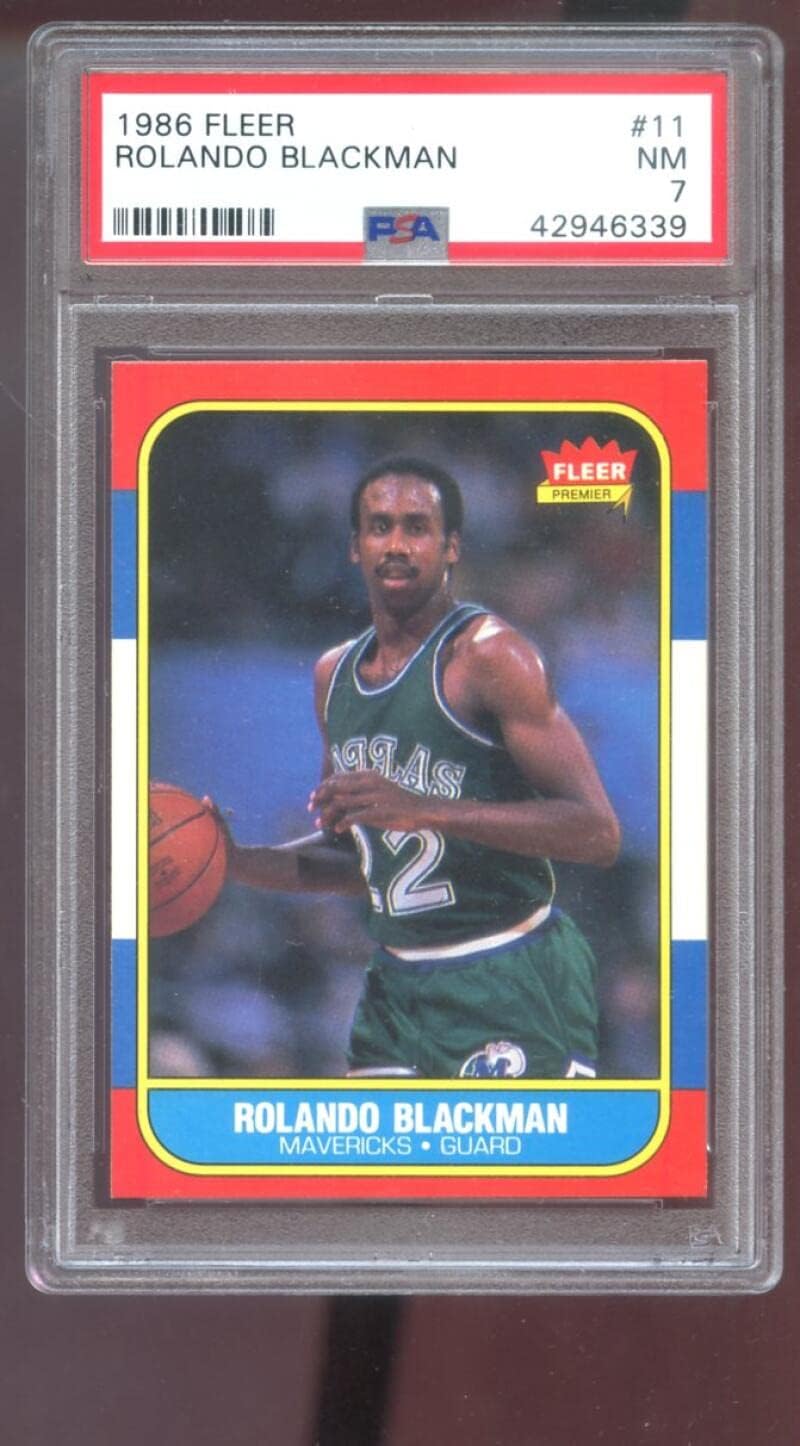 1986-87 Fleer #11 Rolando Blackman PSA 7 Graded Basketball Card NBA 86-87 1986 1987 NM Dallas Mavericks