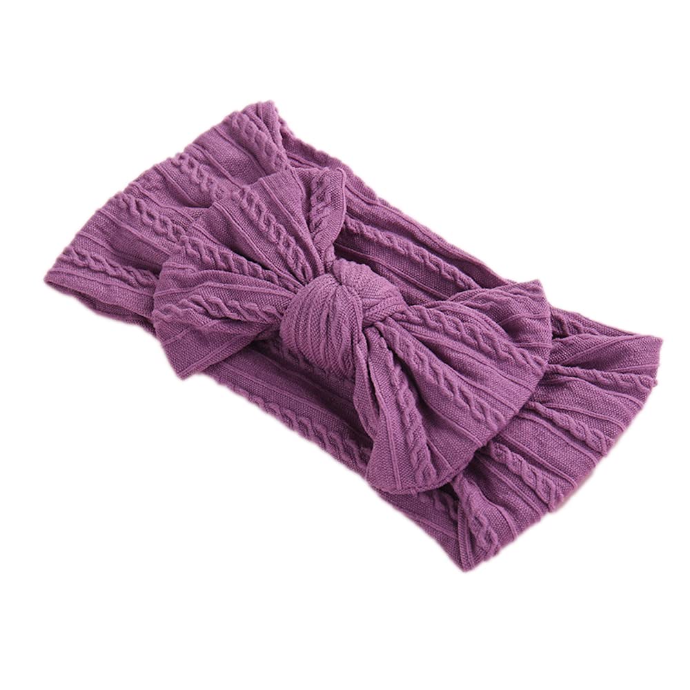 Anevous 1 Stück Baby Turban Stirnband Baby, Nylon Stirnbänder Baby Schleife Stirnbänder, Weiche Schleife Kopfbedeckung Elastische Haarbände für Neugeborene, Kleinkinder,Hellviolett A