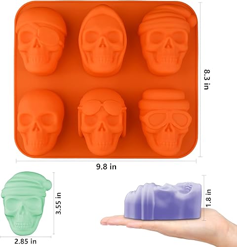 Miniatura 2 de Moldes de jabón de calavera para hacer jabón, moldes de calavera grandes de silicona para hacer Halloween y día de los muertos, regalos de jabón