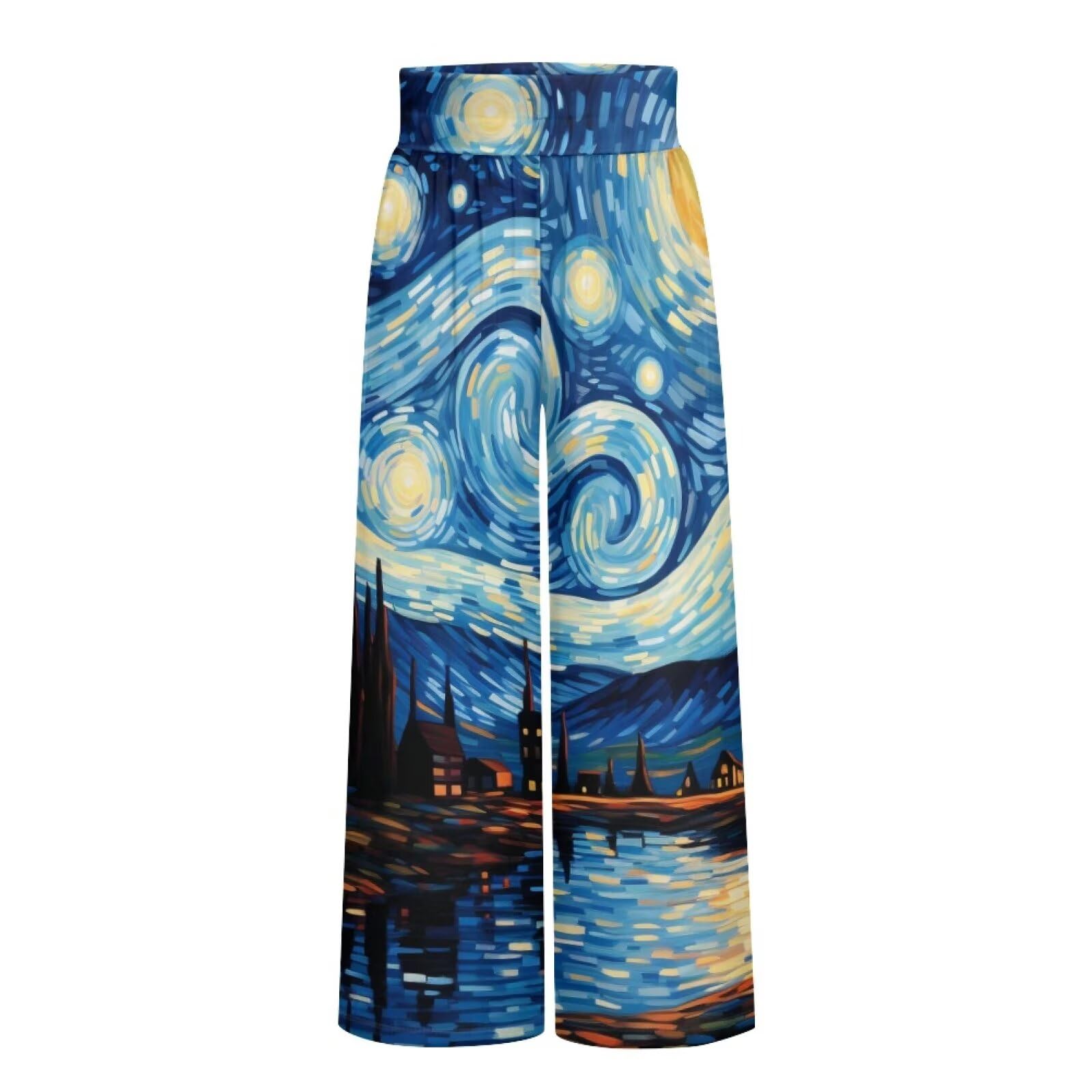 Wide Leg Trouser Pants for Women Elastic High Waisted Trousers with Pockets Casual Palazzo Pants