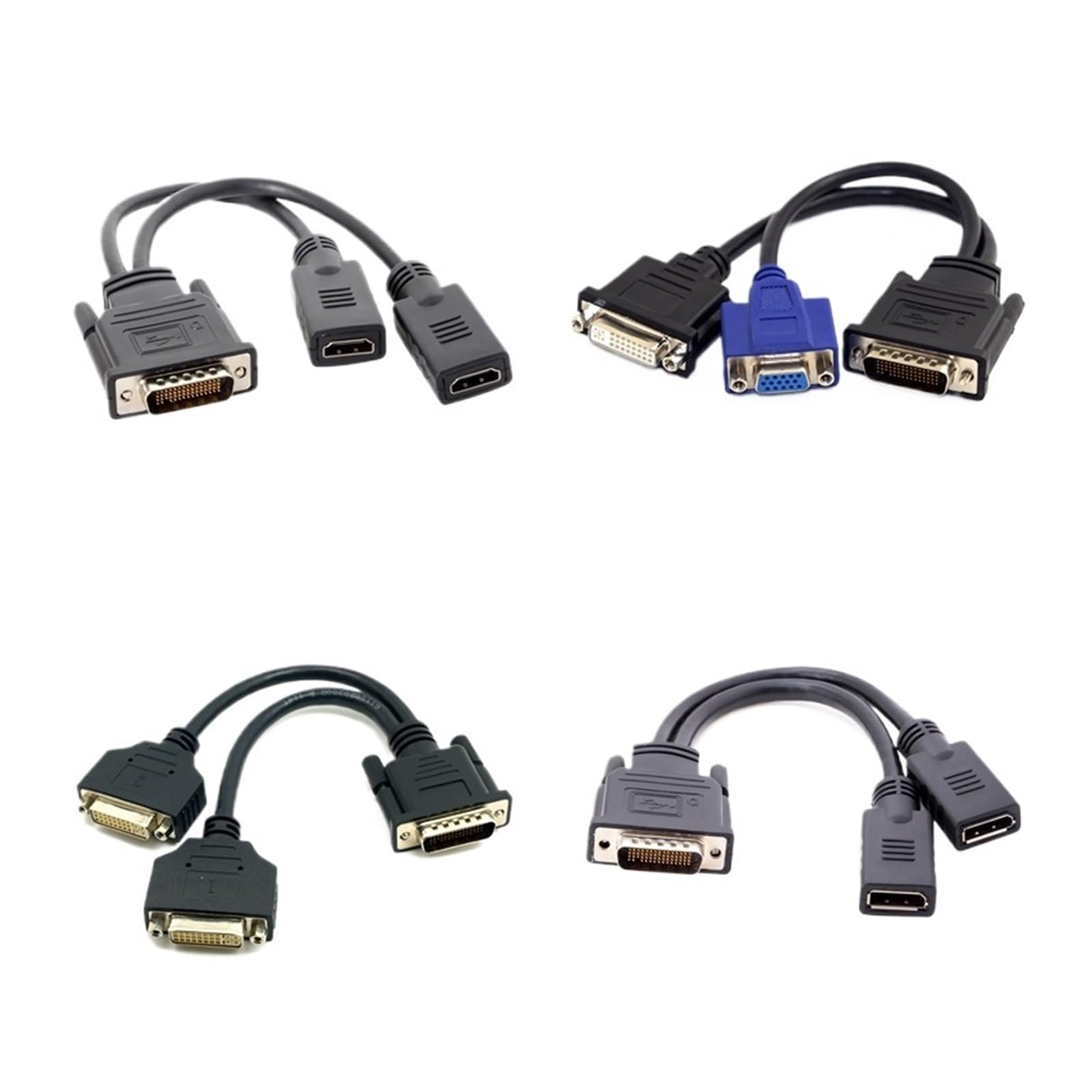 DMS 59-pinowy na DP Hd męski na 2 x VGA DVI 24+5 żeński konwerter adapter podwójny kabel rozdzielacza wideo pasuje do kompatybilnego systemu podwójnego monitora (59PIN-HDMI)