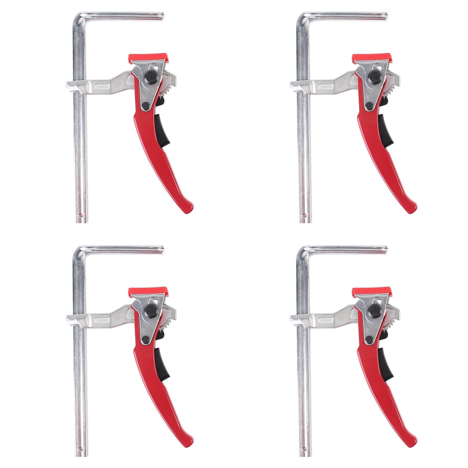 4 Piezas Abrazadera de Palanca, Abrazaderas de Una Mano con Capacidad de 200MM y Profundidad de Garganta de 60MM, Abrazadera de Carraca F para Lijar y Cortar