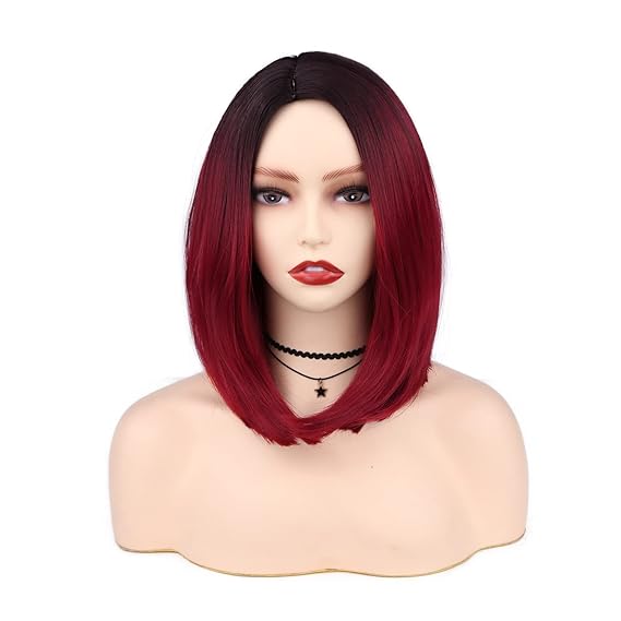 Quick Wig Short Bob Wig Ombre Red Wigs Side Part Cosplay