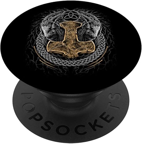 Mjolnir - Martillo vikingo de Thors de mitología nórdica pagana, PopSockets intercambiables PopGrip