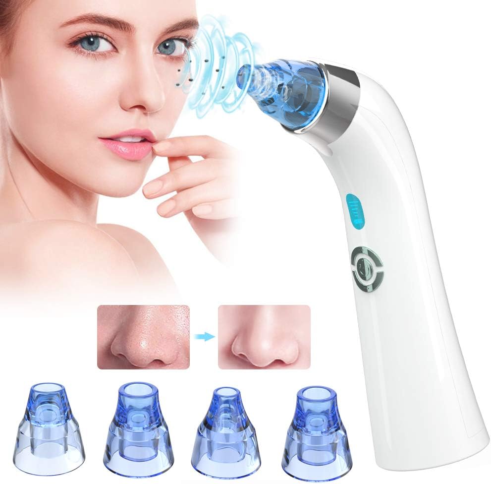 Blackhead Remover Vacuum, DIOZO Skin Pores Remover Vacuum Rechargeable Facial Pore Cleaner with 4 Microcrystalline Head and 5-Level Suction for Women and Men Facial Skin Treatment