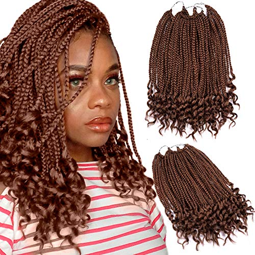 Silike 14" Loose End Box Braid Crochet Hair (24 Roots/Piece,3 Pieces) Thin Wavy End 3S Crochet Braids Synthetic Box Braiding Hair Extension (#30)