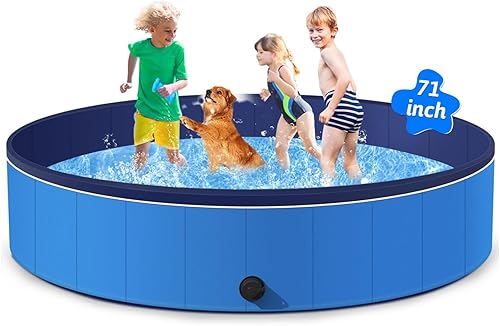 JUOIFIP Piscina para perros grandes Tina plegable de 71 x 12 pulgadas grande de plástico PP piscina para perros Piscinas portátiles para mascotas