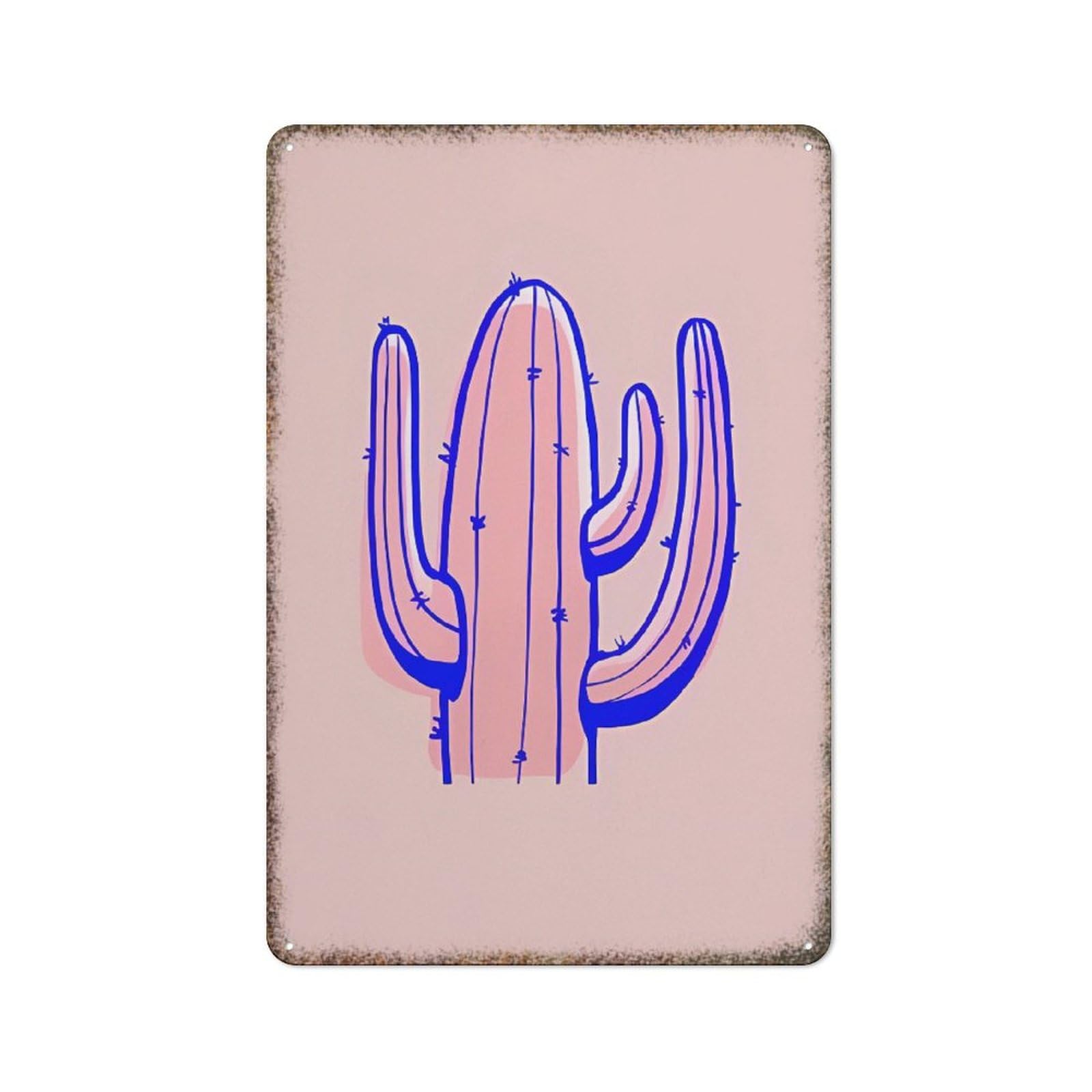 Saguaro Cactus Desert Aesthetic Housewarming Retro Metal Wall Decor Sign 8x12 inch