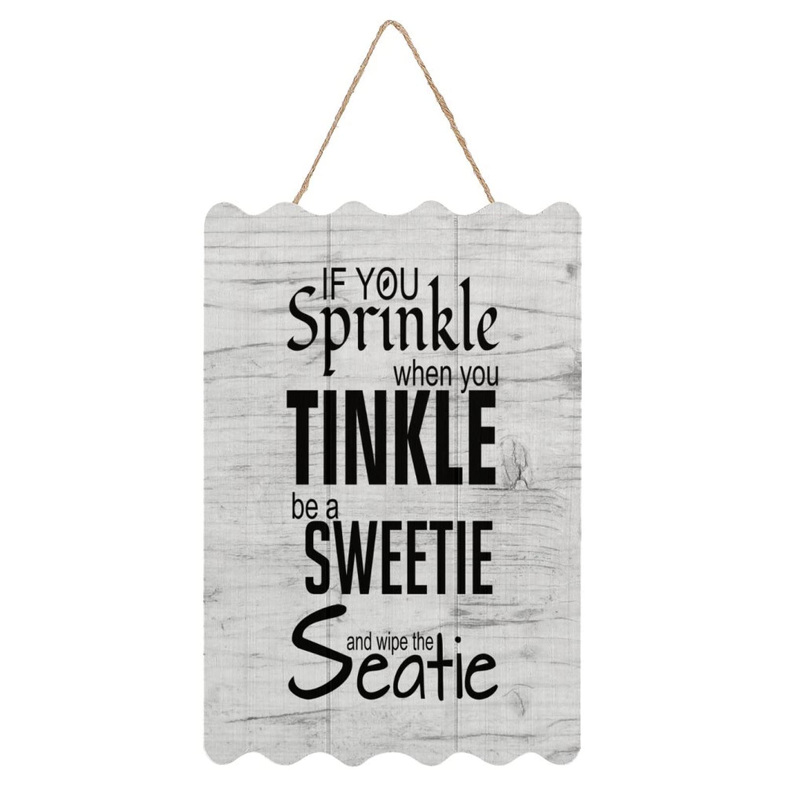 By Style-4 If You Sprinkle When You Tinkle Be A Sweetie And Wipe The Seatie Hanging Wood Sign With Rope Wall Decor Rustic Sign With Saying Quotes Decorative Wooden Plaque Sign For Bedroom Kitchen 8X12 Inch