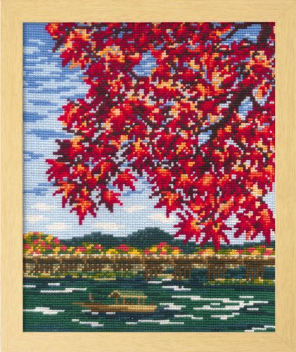 Kit broderie Arashiyama d'automne Orimupasu 7388 point de croix paysage japonais à broder