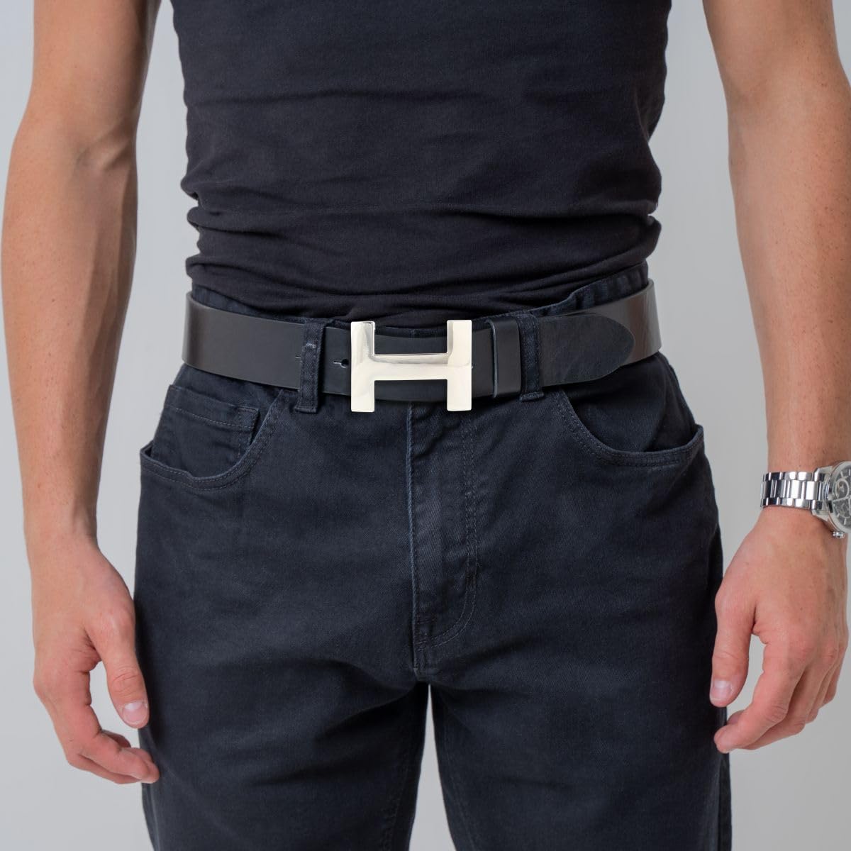 BELTINGER Designer Gürtel HENRY aus Vollrindleder 4 cm | Eleganter Ledergürtel für Damen und Herren 40mm | Silber glänzend