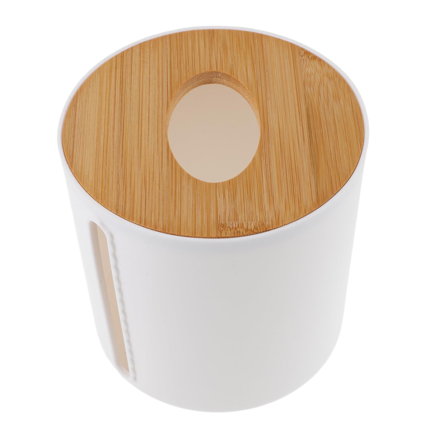 Zerodeko 2 pezzi Dispenser Rotolo Igienica con Bamboo e Contenitore Rotondo per Cucina e Bagno Portarotolo da Stabile per Organizzazione Casa e Ufficio Bianco