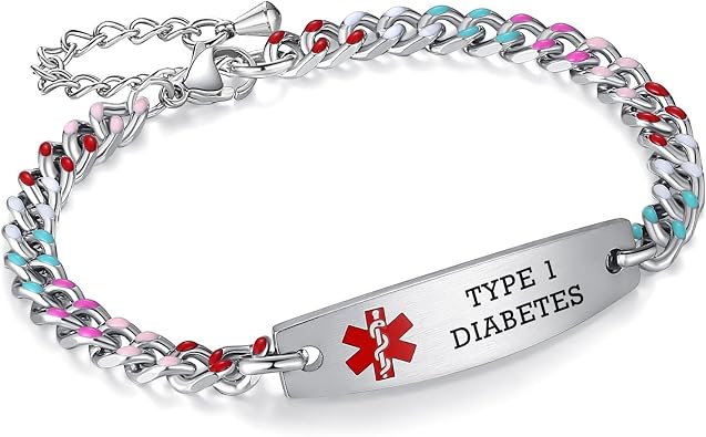 Medical alert bracelets for Women Personalized Stainless steel Medical id Bracelets with Free engraving Adjustable 6 inch-9 inch