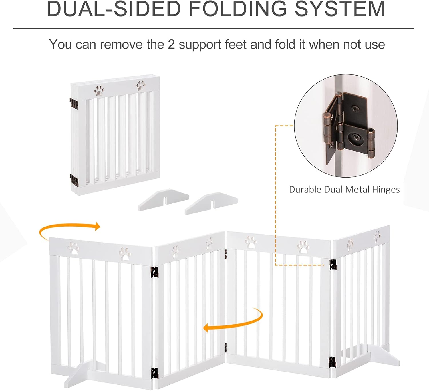 Buy PawHut Freestanding Pet Gate 4 Panel Wooden Dog Barrier Folding