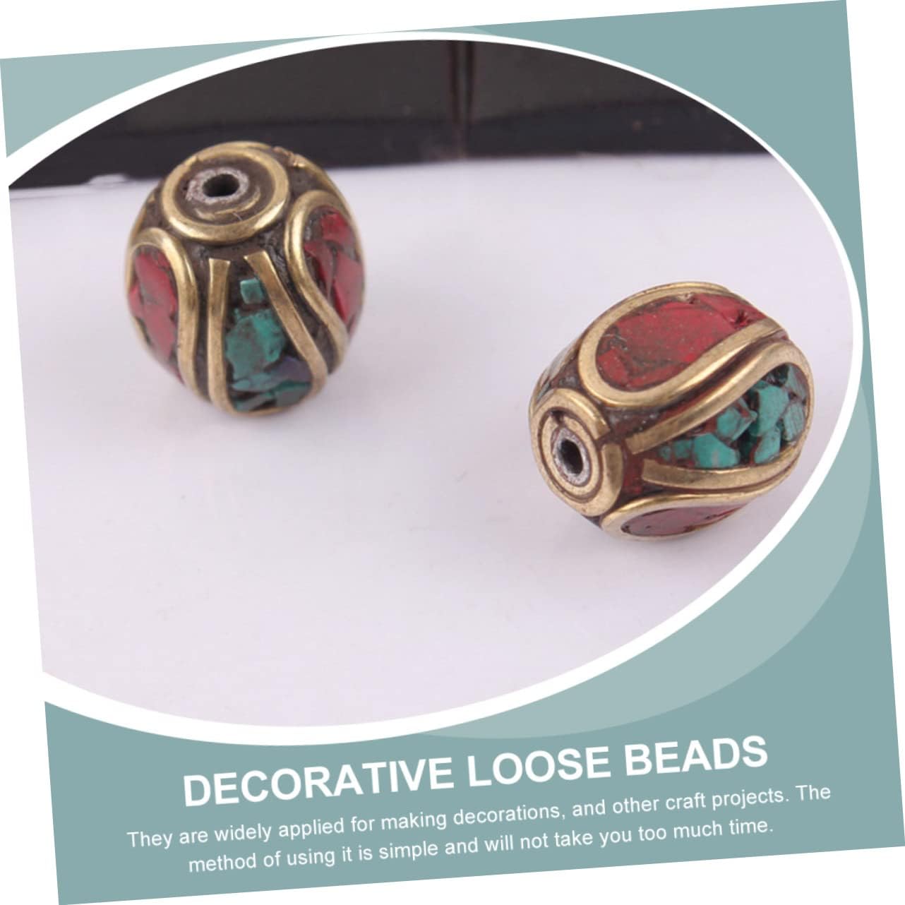 Nepal Handmade Buddha Beads 0.43 Inch Turquoise Brass Spacer Beads for DIY Jewelry Making Crafts Bracelets Necklaces - Image 5