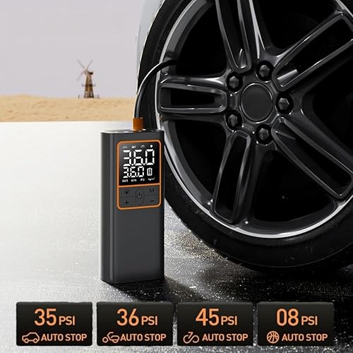 Miniatura 3 de Bomba de aire recargable para neumáticos de automóvil, bolas, inflables y más, inalámbrico, portátil, 5 modos, 4 boquillas, compresor de aire