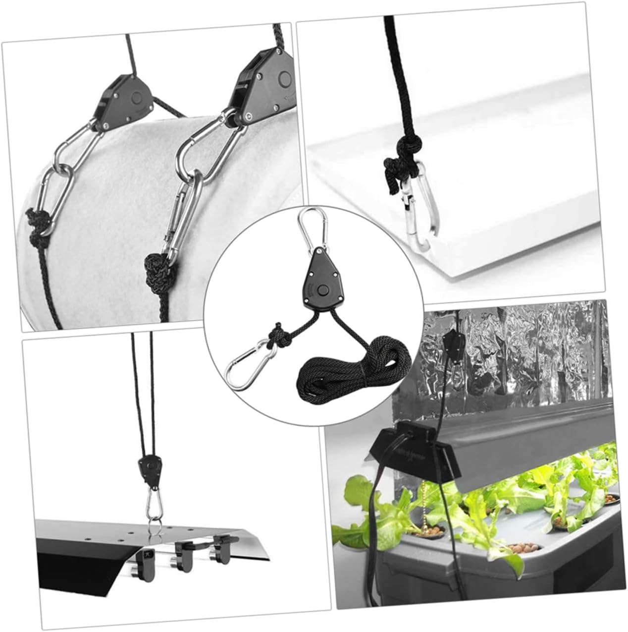 Levemolo Grow Light Hangers Kit 6pcs Heavy Duty Plant Hanging Hooks Ropes Ceiling Plant Light Hanger for