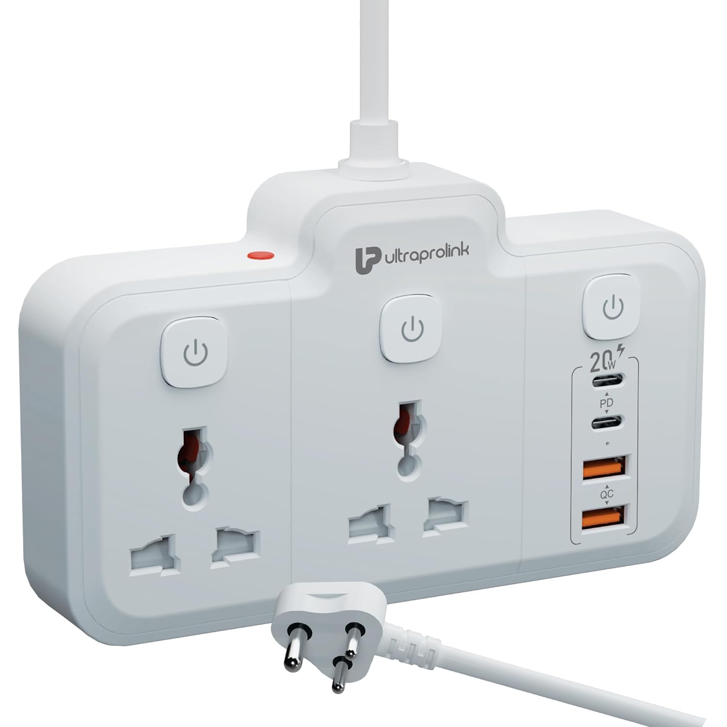 UltraProlink 6 in 1 Surge Extension Board |Device Safety with ISI Approved Heavy Duty Cable-2m|6 Ports-2 Fast Charge Type-...