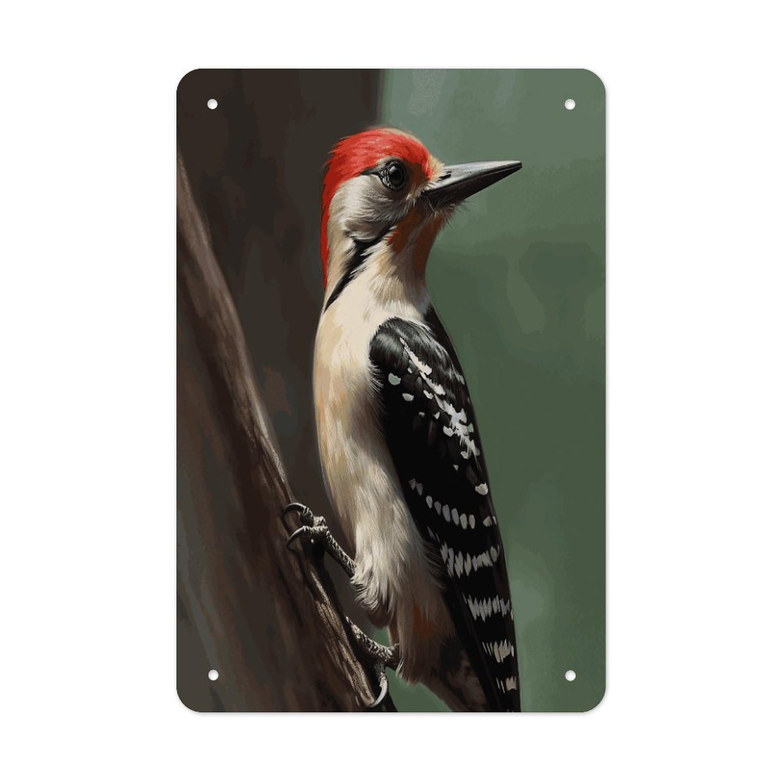 LDGSUPH Woodpecker Wall Art Prints Folded Edge Iron Sheet Painting with Holes for Wall Prints Decorative Picture Metal Signboard Decor Painting for Outdoor Indoor Wall Decor