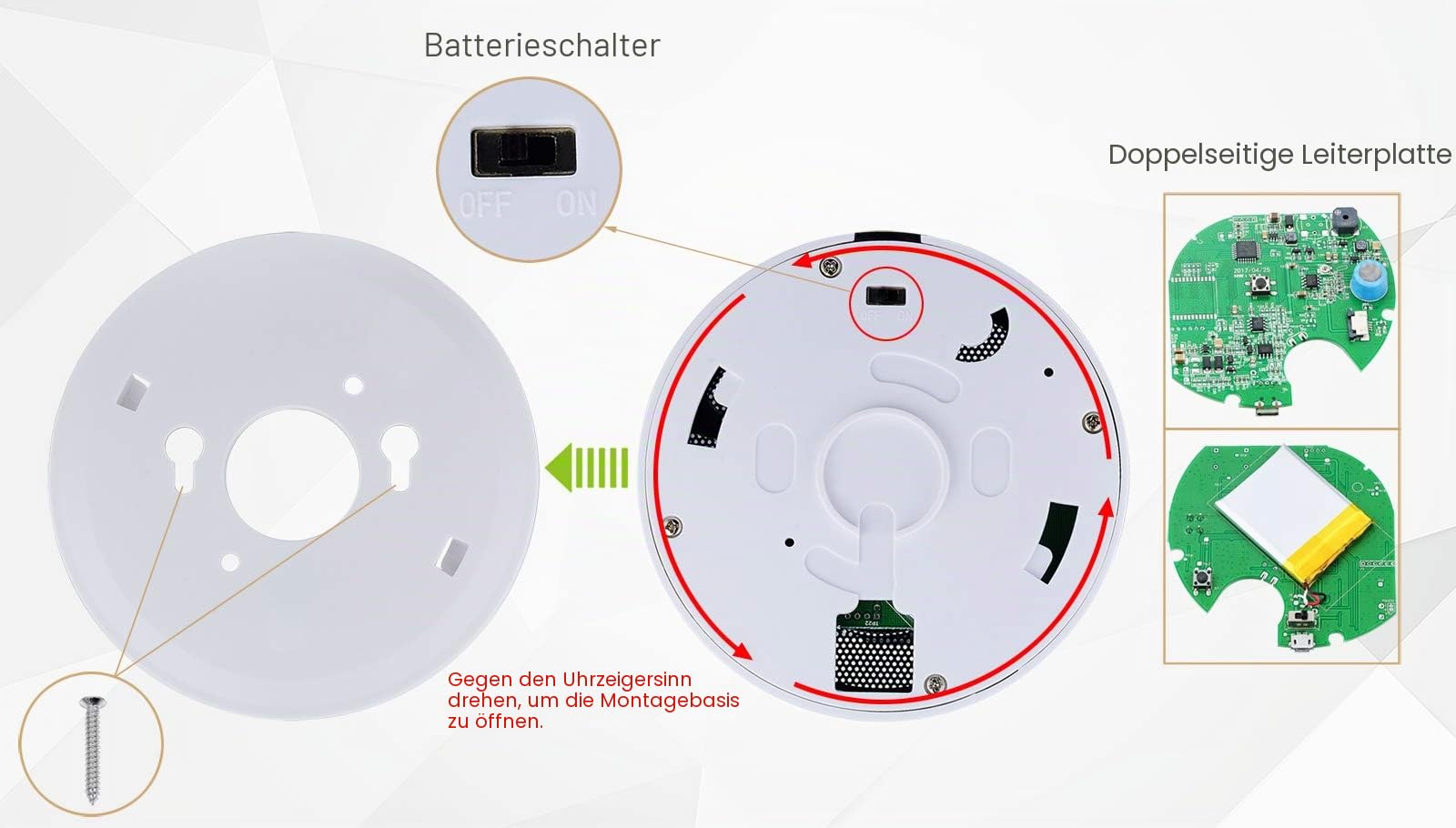Gasmelder-Ourjob, Haushalts Erdgas Flüssiggas Stadtgas Alarme, Brennbaren Methan Propan Butan Gas Lecksucher Blinklichtalarm, mit USB-Stromversorgung und Digitalanzeige für Wohnwagen (Weiß)