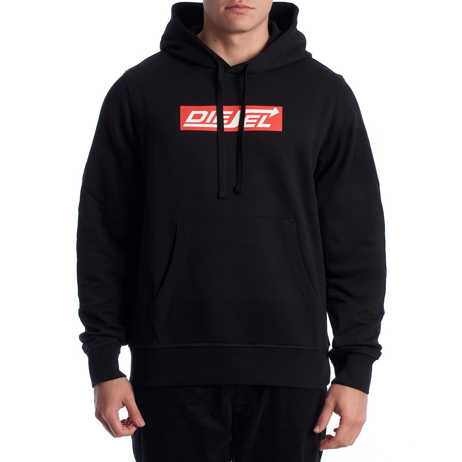 Diesel Men's Black Arrow Logo Caviar Hoodie  38 M
