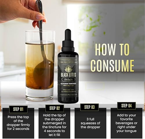 Miniatura 3 de Black Lotus Pure Shilajit - Tintura líquida de resina Shilajit, 3.4 fl oz, 100 % Shilajit natural puro para hombres y mujeres con aminoácidos, 175