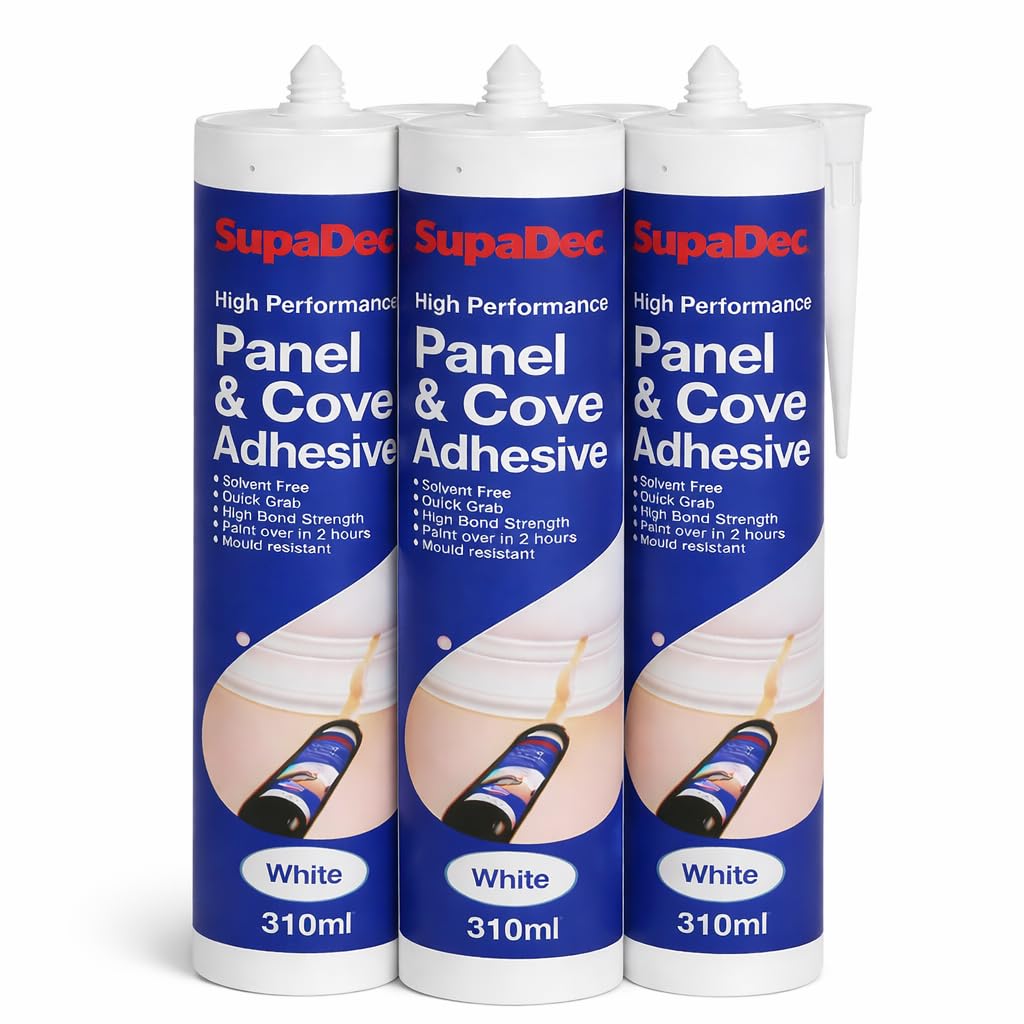 Panel & Cove Adhesive 300ml – 3 Pack | Wall Panel & Coving Adhesive | Quick Grab High Strength | Gap Filling, Mould Resistant, Paint Over in 2 Hours